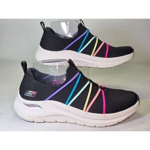 Skechers Arch Fit 2.0 Womens Sneakers Size 7.5 Black Colorful Road Stretch Shoes